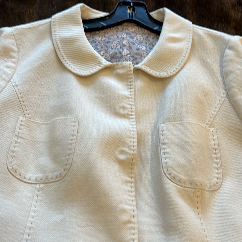 EUC BODEN jacket in linen/cotton blend. Creamy white, pick-stitched in grey - Picture 5 of 12